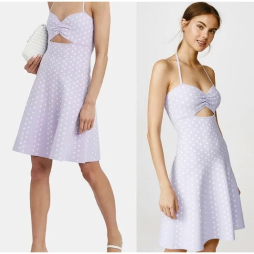 NWT Ronny Kobo Shila Polka Dot Cutout Mini Dress‎ in Lavender - Picture 2 of 10
